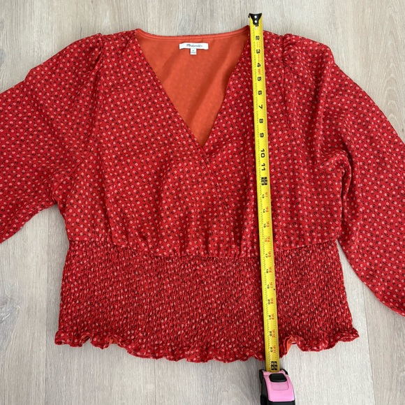 Madewell Julianne Smocked Waist Size 1X Burnt Red Orange Floral Print Stretchy - Picture 11 of 15